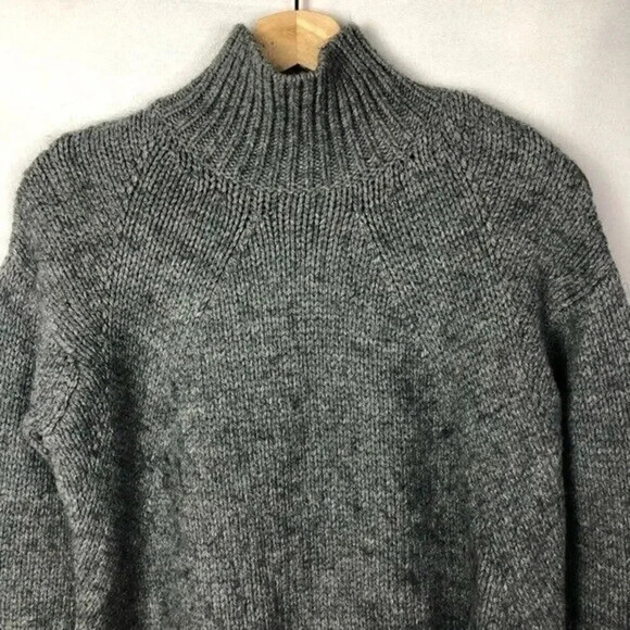 Zara Knit Gray Mock Neck Knit High Neck Long Sleeve Pullover Sweater S - Picture 3 of 5